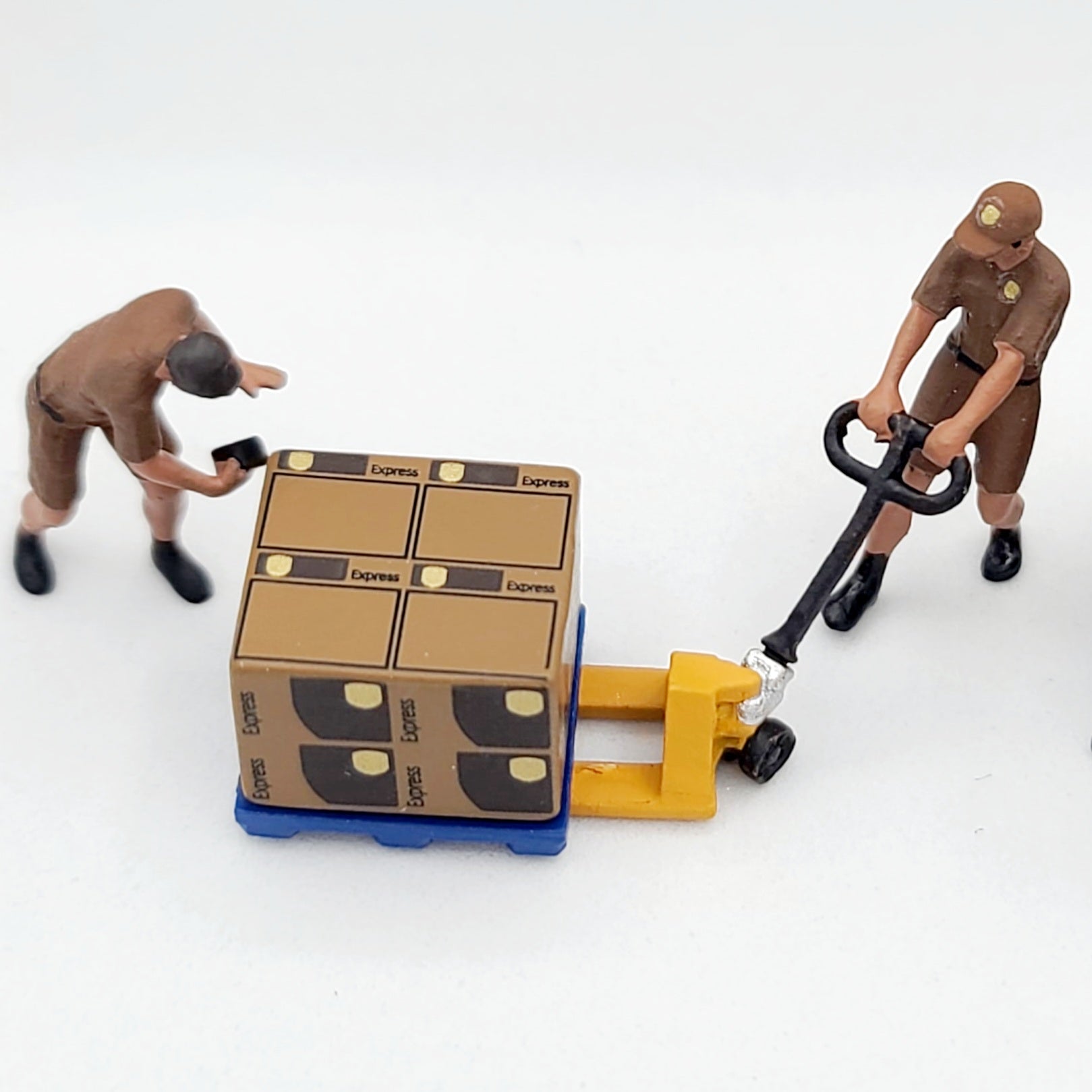 Mini GT Figurine: UPS Driver and Workers - 1:64 scale (2024 MIJO Exclusives - Limited Edition)